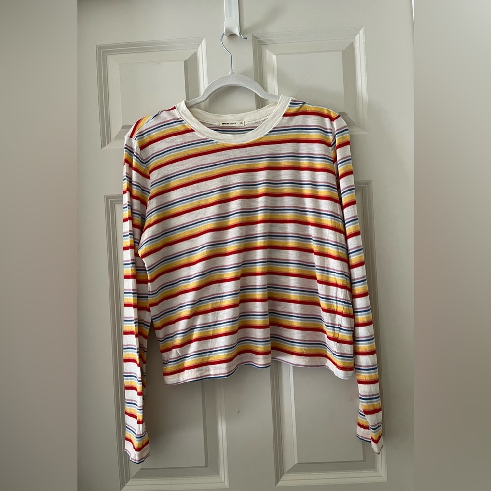 Women’s Ruca Stripe Long Sleeve T-shirt Multi-Color lightweight crewneck size XL